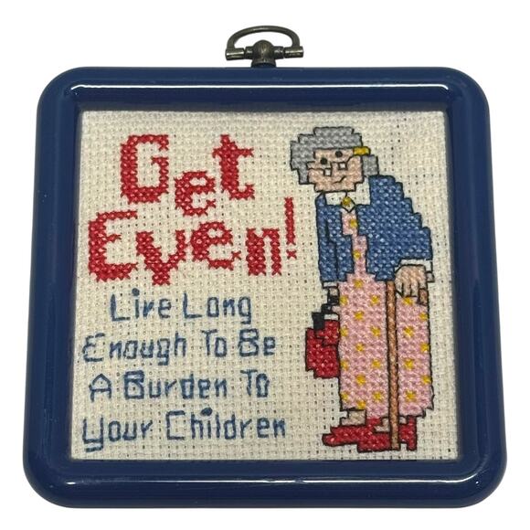 Handmade Cross Stitch Wall Hanger 4 inch Square - Picture 1 of 3